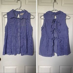 Rebellion open back button-down tank top
